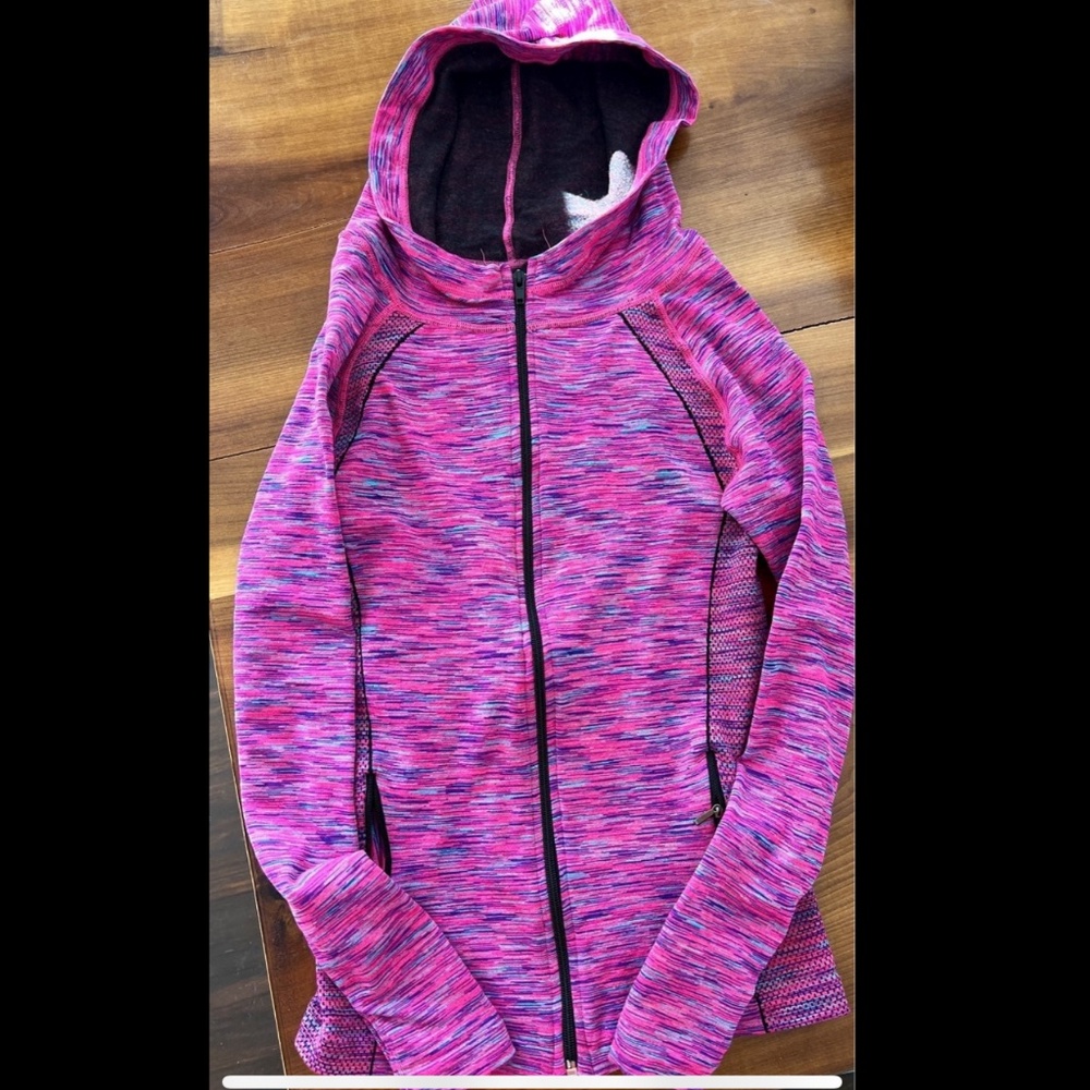 IAB MFG pink multi stripe hooded jacket